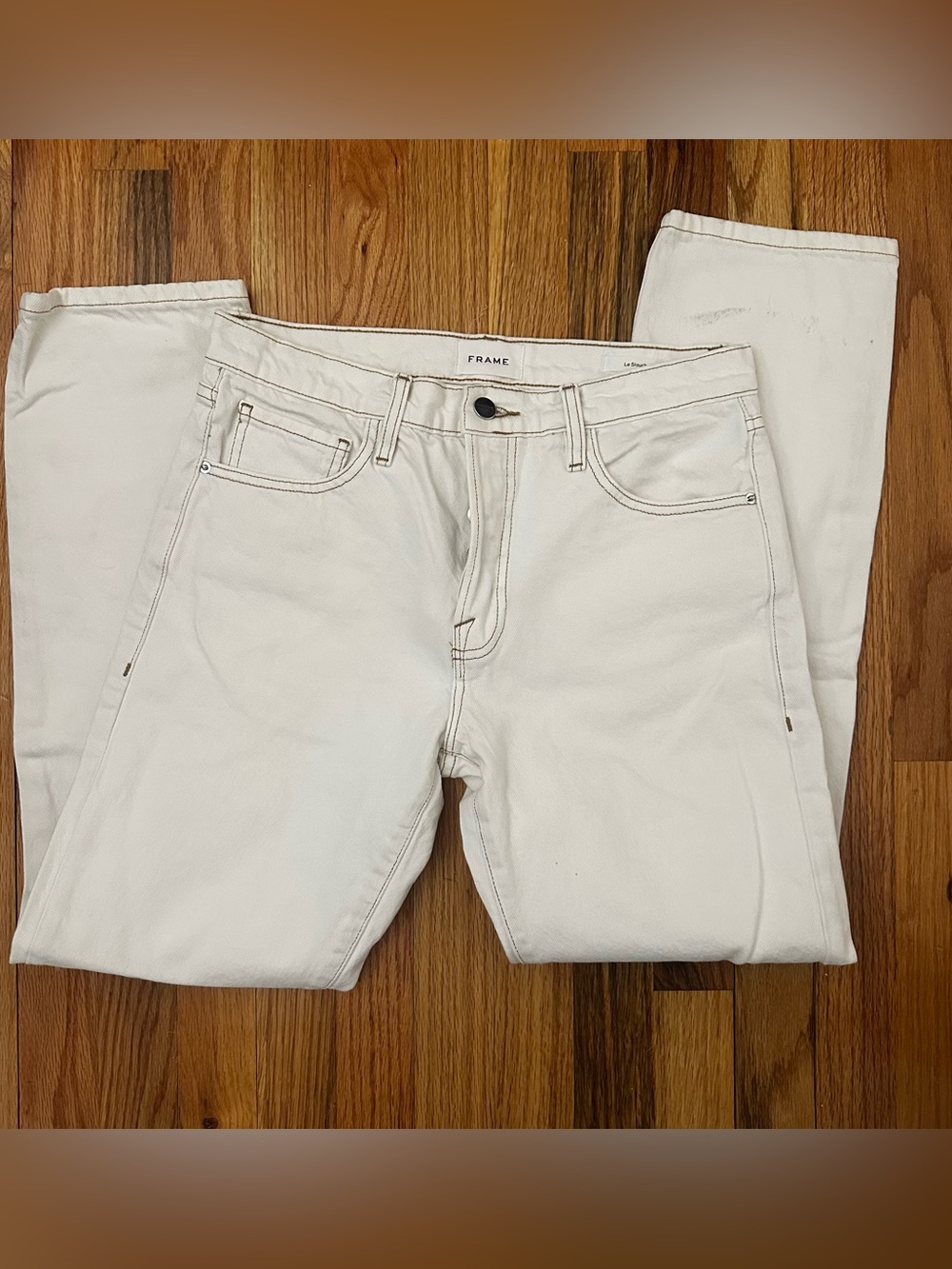 frame white denim jeans